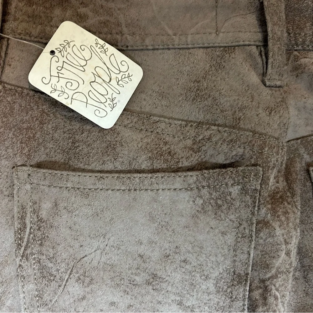 We The Free Free People Gray Tone Faux Suede Look Straight Leg Pant NWT Sz. 25